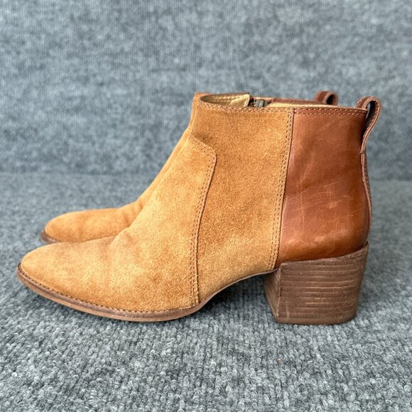 Madewell Asher Booties Womens 7 Brown Suede Leather Side Zip Heel Casual Boots - Picture 4 of 16